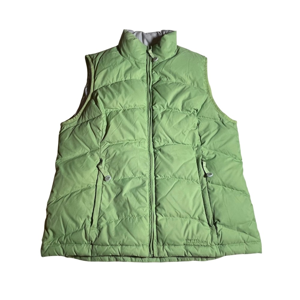 LL Bean Womens Green Goose Down Puffer‎ Vest Quilted Ripstop Size M